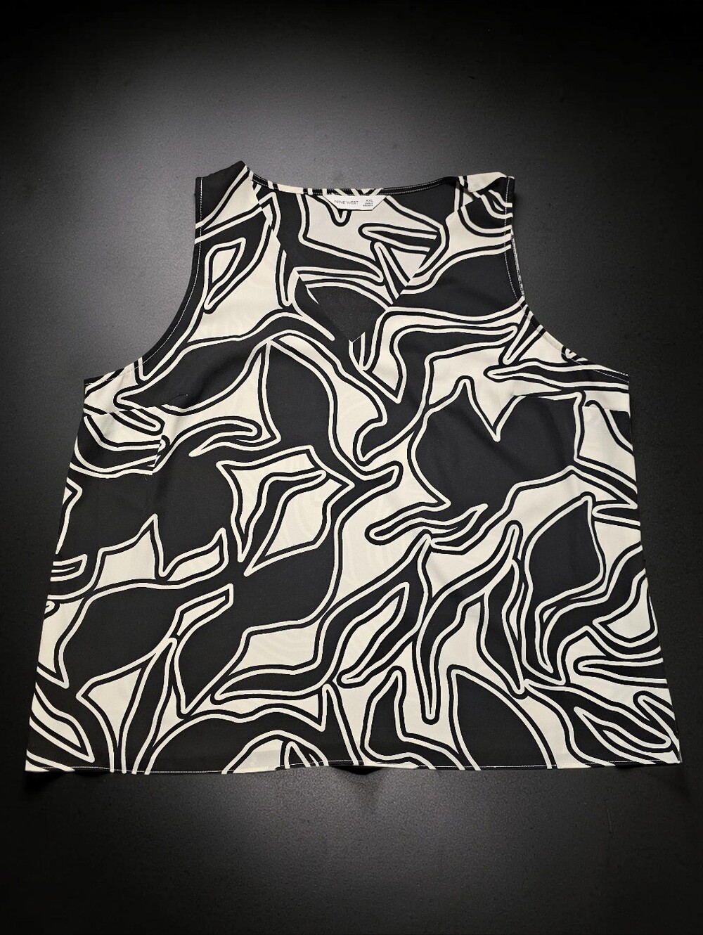 NINE WEST Womens Black & Cream Abstract Sleeveless Top. Size XXL.